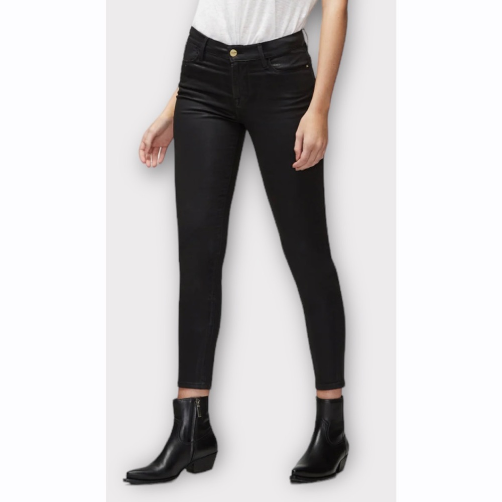 FRAME Le High Skinny Womens Black Coated Noir Jeans‎ Size 26